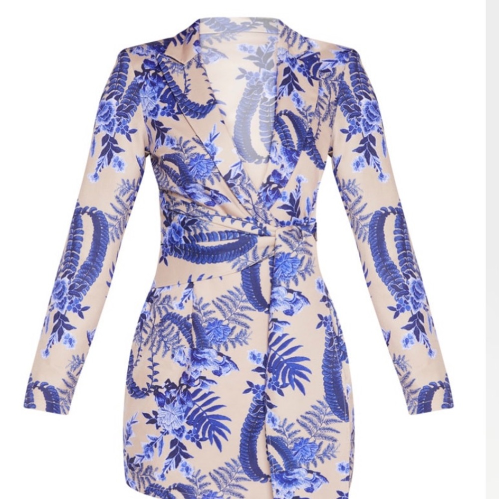 Nude Floral Wrap Dress